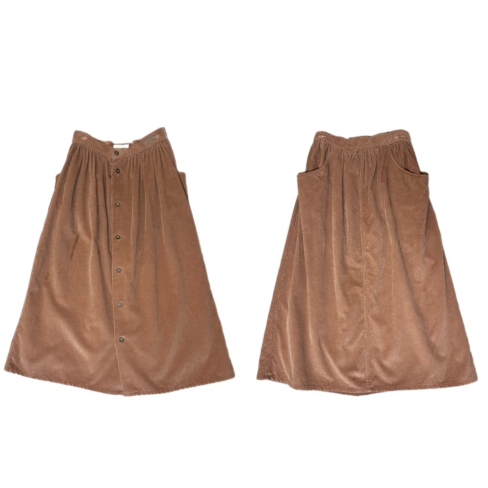 Rare Made in Japan Vintage Calvin Klein Corduroy Button Front Midi Skirt W-26”